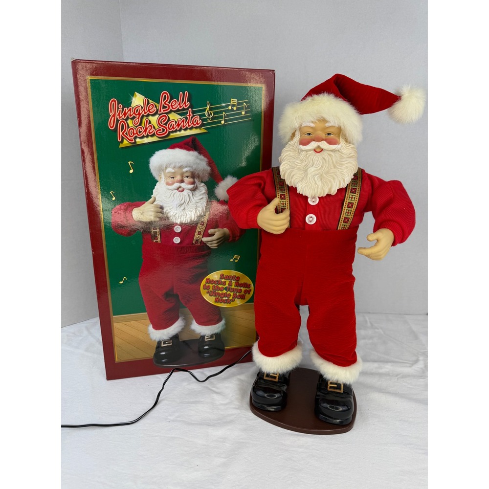 Vintage 1998 Jingle Bell Rock Santa Animated Musical‎ Figure Collectibles
